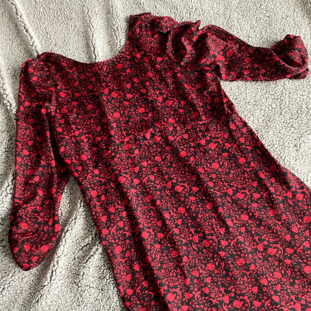NEVER WORN Express Black and Red floral Maxi Dress